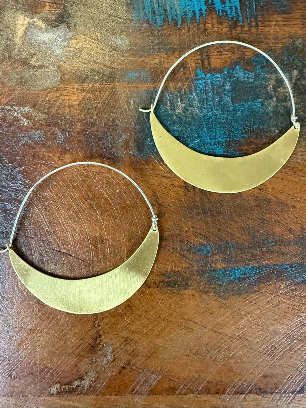 Large silver and brass plate earrings. New with tags from Sundance.